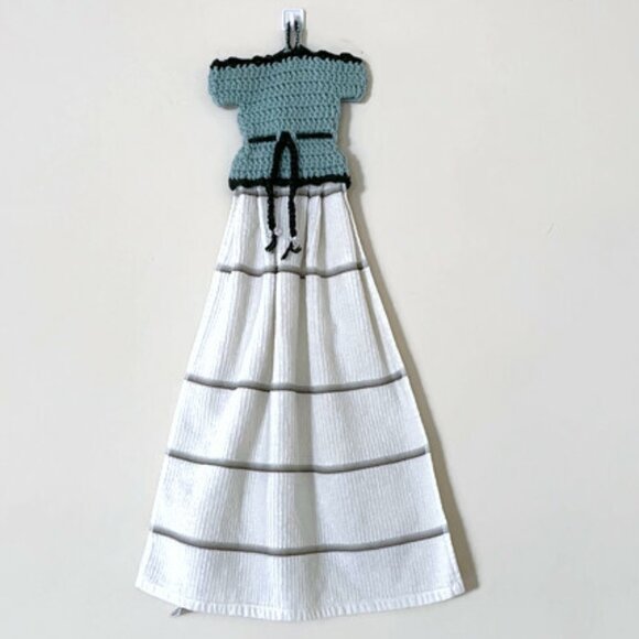 Handmade Dress Hand Towel, Crochet Farmhouse Decor, Handmade Tea Towel - Picture 9 of 9